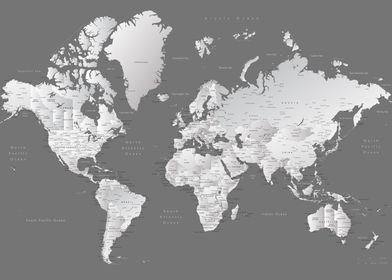 Gradient grey world map