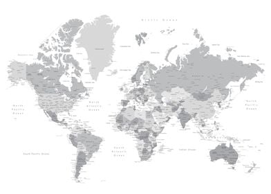 Grayscale world map