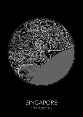 Singapore City Map Black