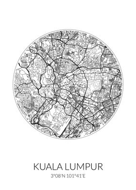 Kuala Lumpur Map White