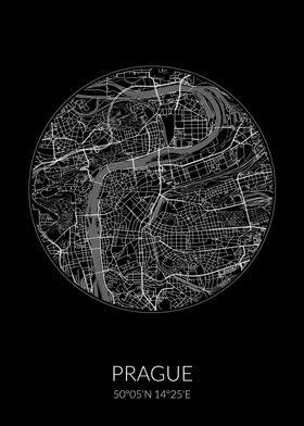 Prague City Map Black