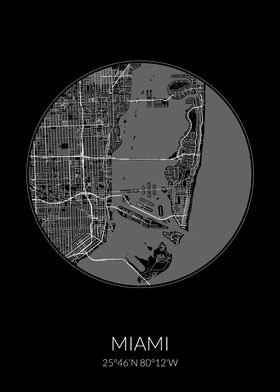 Miami City Map Black