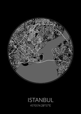 Istanbul City Map Black