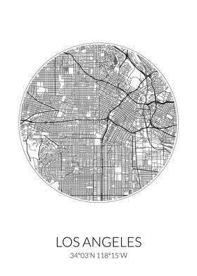 Los Angeles City Map White