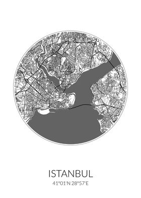 Istanbul City Map White