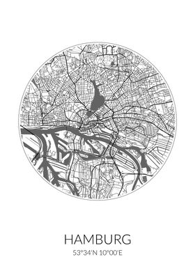 Hamburg City Map White