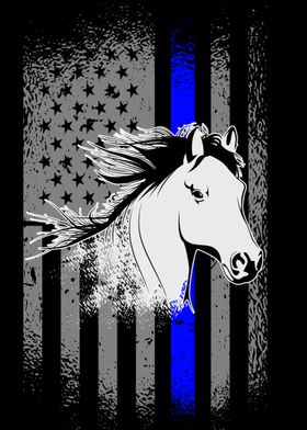 Police Horse American Flag