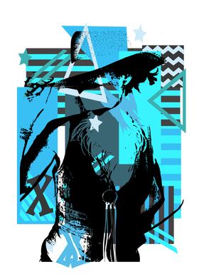 Cowgirl silhouette on the 