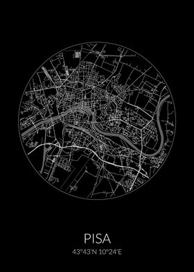 Pisa City Map Black