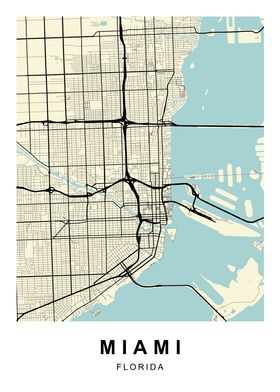 Miami Florida City Map 