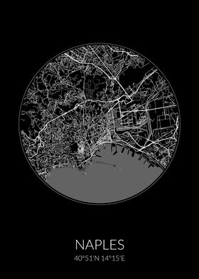 Naples City Map Black