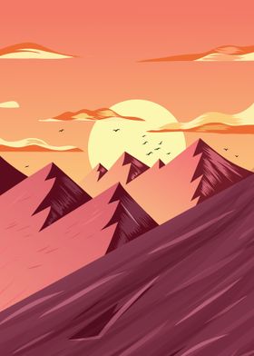 sunset and mountain