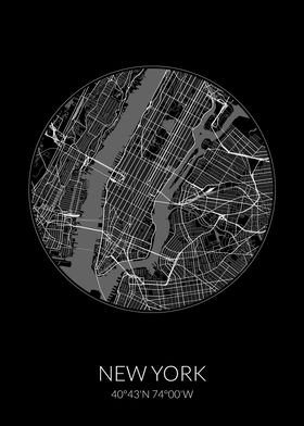 New York City Map Black