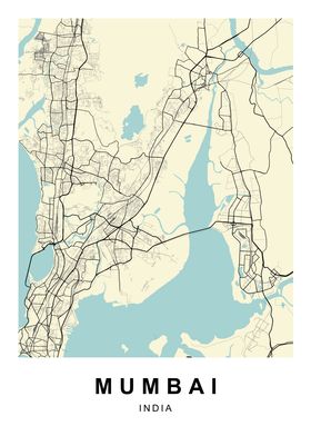 Mumbai India City Map 