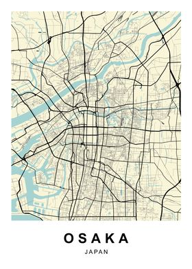 Osaka Japan City Map 