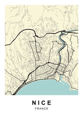 Nice France City Map  