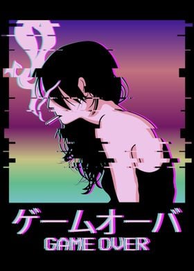 Vaporwave Smoking Sad Girl