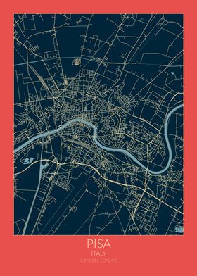 Pisa Map Red Blue