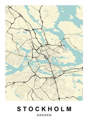 Stockholm Sweden City Map 