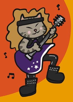 Rocker cat play guitar car