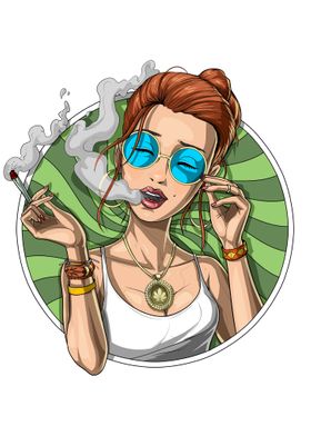 Hippie Stoner Smoking Weed