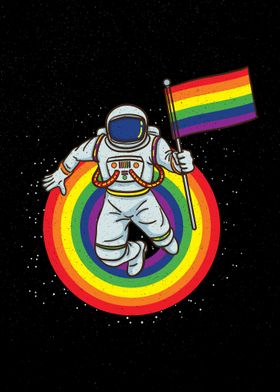 Astronaut with LGBT Flag