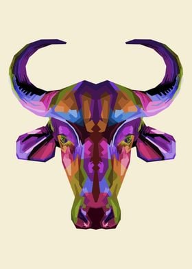 colorful bull pop art