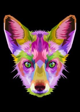 colorful fox on pop art 