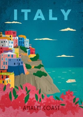 Coast Italy Vintage' Poster by Kunyah | Displate
