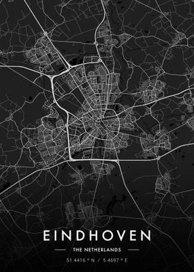 Eindhoven City Map Dark