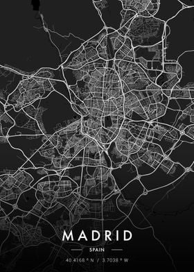 Madrid City Map Dark