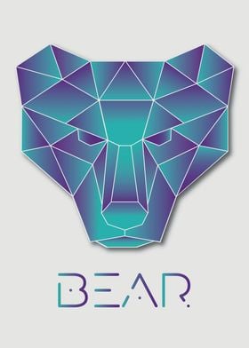 Bear Geometric White Art