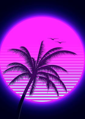 Neon Retro Palm Palme LED