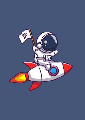 Kawaii Astronaut on Rocket