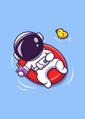 Kawaii Astronaut on Pool