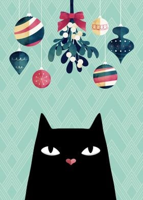 Mistletoe Black Cat