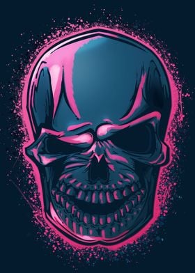 Pink Grunge Skull