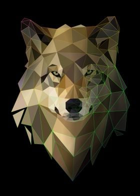 wolf on modern art lowpoly