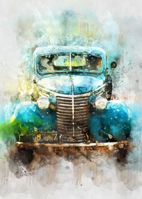 Watercolor classic car