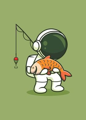 Kawaii Fishing Astronaut