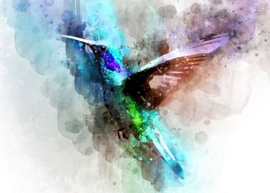 Watercolor flying bird