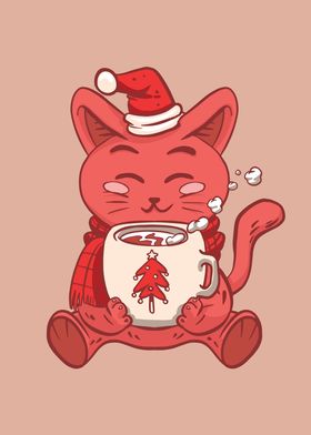 Hot Chocolate Winter Cat