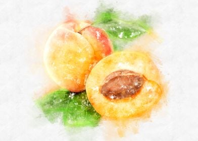 apricots watercolor