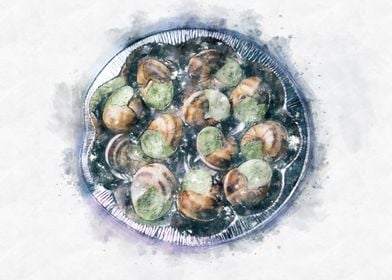 snails watercolor