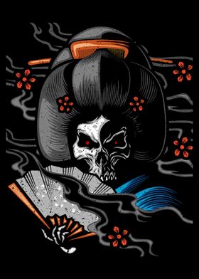 geisha skull woman