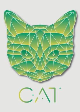 Cat White Geometric Poster