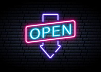 Open Neon Retro Sign