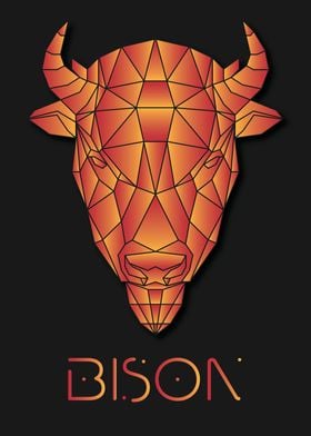 Bison Black Geometric Art