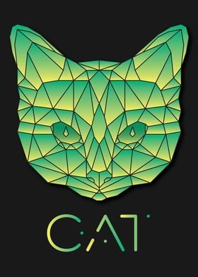 Cat Black Geometric Poster