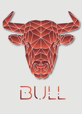 Bull White Geometric Art